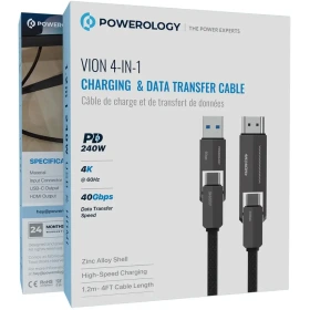کابل شارژ و انتقال داده پاورولوژی 240 وات مدل Vion PCAB034BK